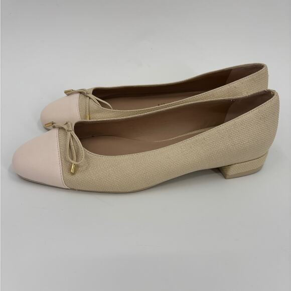 Stuart Weitzman Sleek Cap Toe Bow Flat in Natural Seashell - Picture 7 of 9